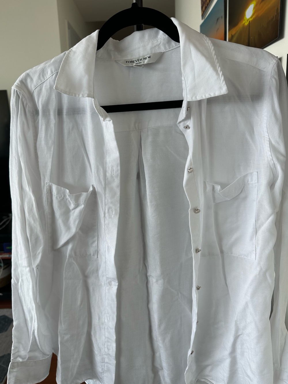 Forever New White Women's Casual Button-Down Shirt